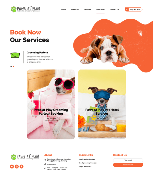 Paws at Play, a Revelation Pets customer, makes booking appointments a breeze with fun, eye-catching photos.